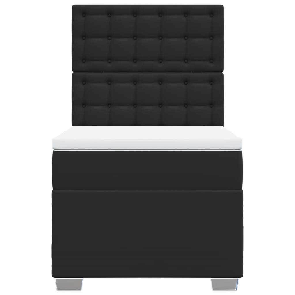 Κρεβάτι Boxspring με Στρώμα Μαύρο 90x200εκ. από Συνθετικό Δέρμα