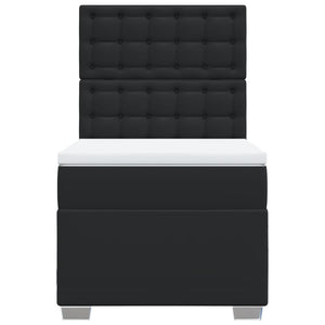 Κρεβάτι Boxspring με Στρώμα Μαύρο 90x200εκ. από Συνθετικό Δέρμα