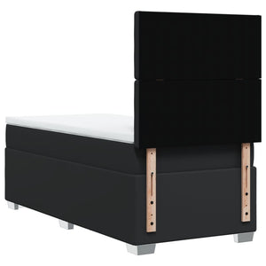 Κρεβάτι Boxspring με Στρώμα Μαύρο 90x200εκ. από Συνθετικό Δέρμα