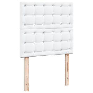 Κρεβάτι Boxspring με Στρώμα Λευκό 90x200εκ. από Συνθετικό Δέρμα - Pakobazaar