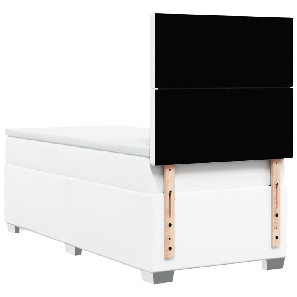 Κρεβάτι Boxspring με Στρώμα Λευκό 90x200εκ. από Συνθετικό Δέρμα - Pakobazaar