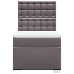 Κρεβάτι Boxspring με Στρώμα Γκρι 90x200 εκ. από Συνθετικό Δέρμα
