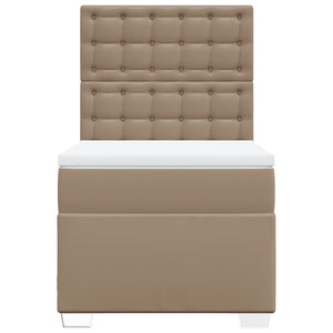 Κρεβάτι Boxspring με Στρώμα Καπουτσίνο 90x200εκ.από Συνθ. Δέρμα - Pakobazaar