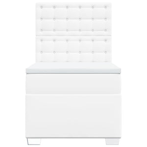 Κρεβάτι Boxspring με Στρώμα Λευκό 100x200εκ.από Συνθετικό Δέρμα - Pakobazaar