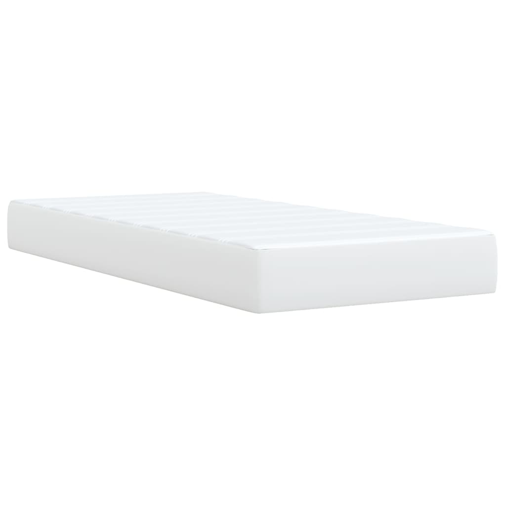 Κρεβάτι Boxspring με Στρώμα Λευκό 100x200εκ.από Συνθετικό Δέρμα - Pakobazaar