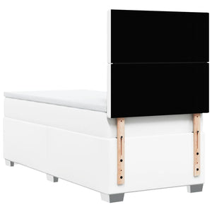 Κρεβάτι Boxspring με Στρώμα Λευκό 100x200εκ.από Συνθετικό Δέρμα - Pakobazaar