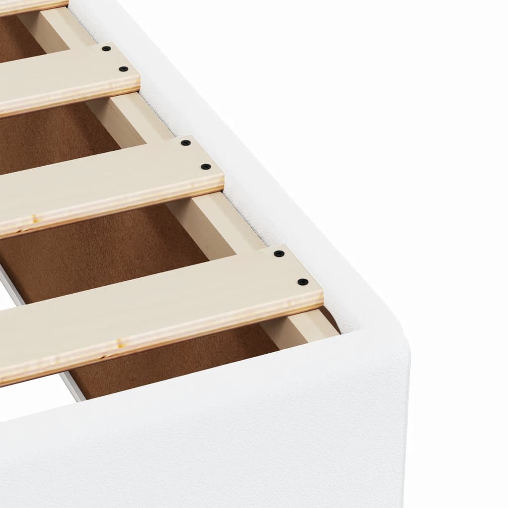 Κρεβάτι Boxspring με Στρώμα Λευκό 100x200εκ.από Συνθετικό Δέρμα - Pakobazaar