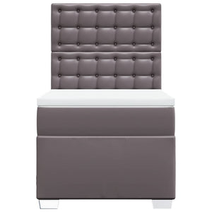Κρεβάτι Boxspring με Στρώμα Γκρι 100x200εκ. από Συνθετικό Δέρμα - Pakobazaar