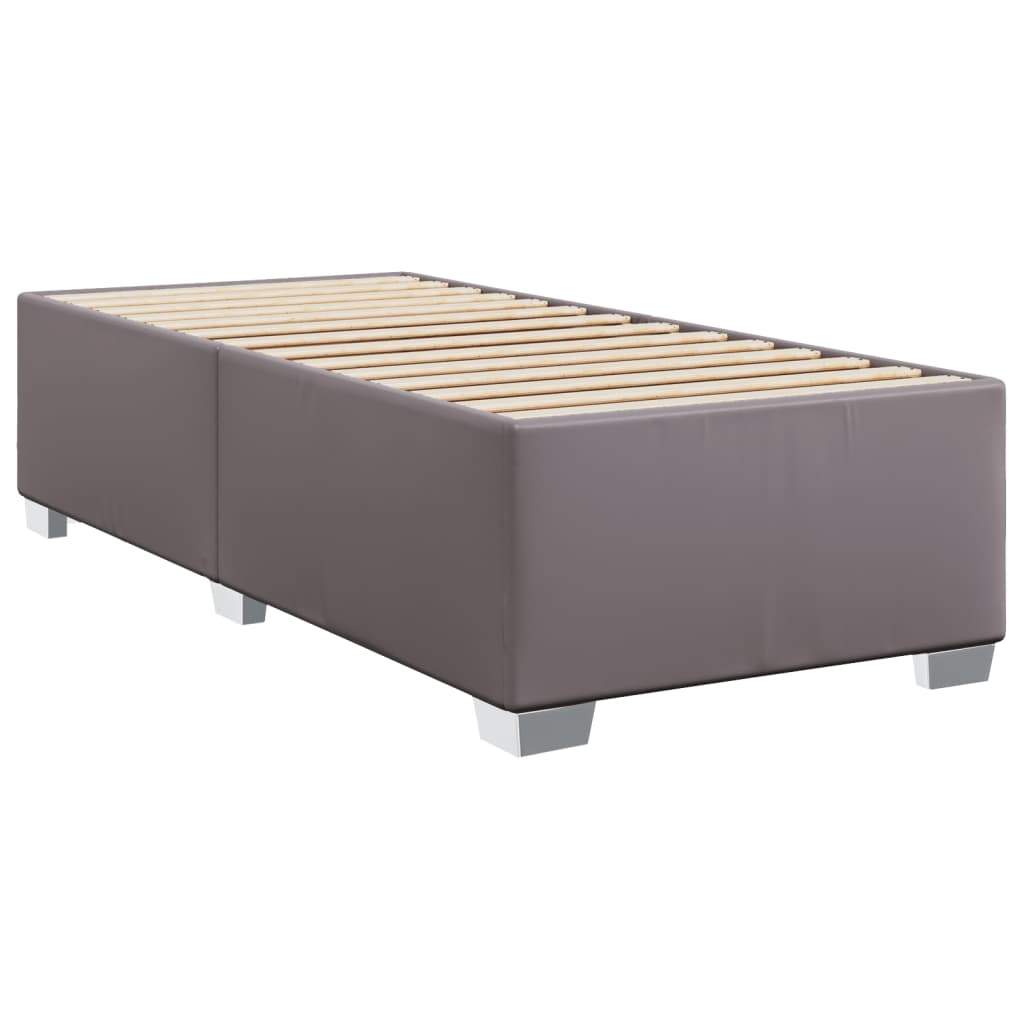 Κρεβάτι Boxspring με Στρώμα Γκρι 100x200εκ. από Συνθετικό Δέρμα - Pakobazaar