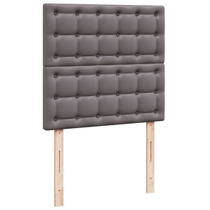 Κρεβάτι Boxspring με Στρώμα Γκρι 100x200εκ. από Συνθετικό Δέρμα - Pakobazaar