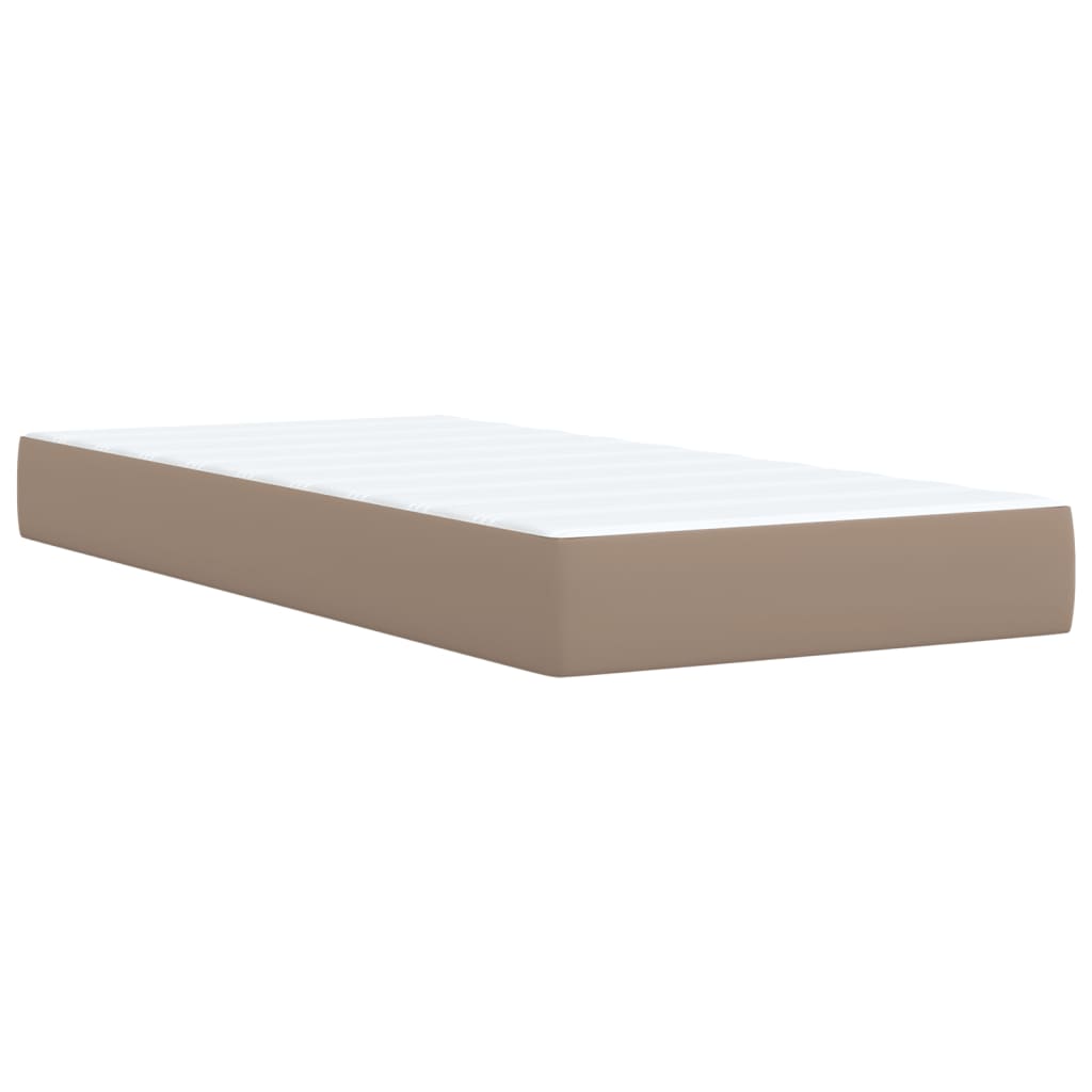 Κρεβάτι Boxspring με Στρώμα Καπουτσίνο 100x200εκ.από Συνθ.Δέρμα