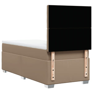 Κρεβάτι Boxspring με Στρώμα Καπουτσίνο 100x200εκ.από Συνθ.Δέρμα - Pakobazaar