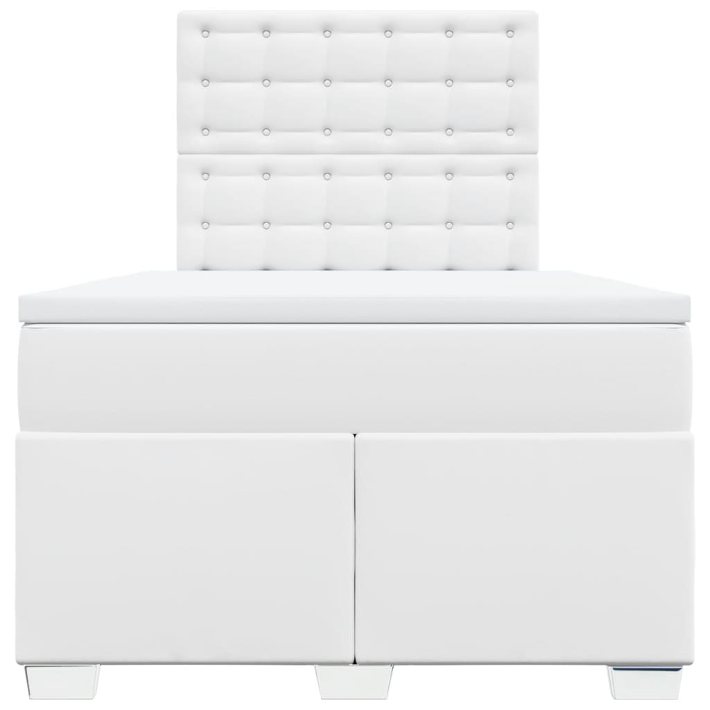 Κρεβάτι Boxspring με Στρώμα Λευκό 120x190εκ.από Συνθετικό Δέρμα - Pakobazaar