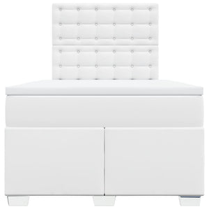 Κρεβάτι Boxspring με Στρώμα Λευκό 120x190εκ.από Συνθετικό Δέρμα - Pakobazaar