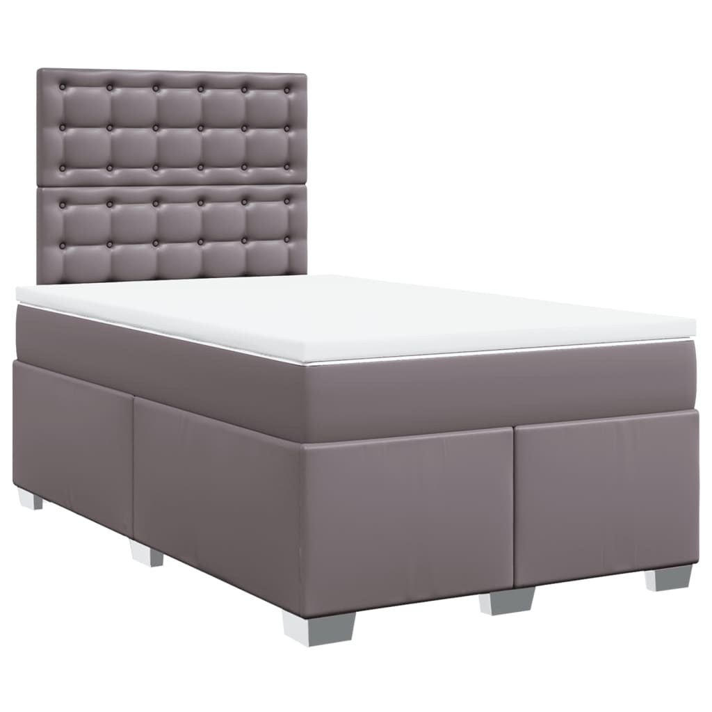 Κρεβάτι Boxspring με Στρώμα Γκρι 120x190εκ. από Συνθετικό Δέρμα