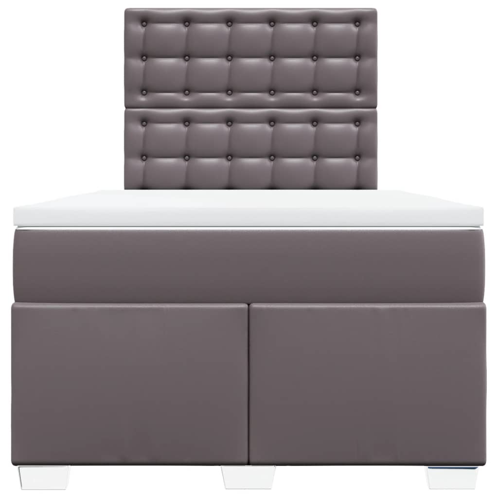 Κρεβάτι Boxspring με Στρώμα Γκρι 120x190εκ. από Συνθετικό Δέρμα