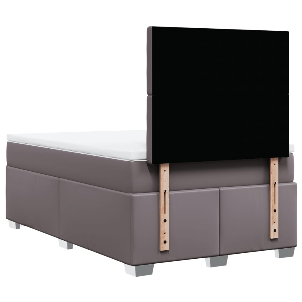 Κρεβάτι Boxspring με Στρώμα Γκρι 120x190εκ. από Συνθετικό Δέρμα