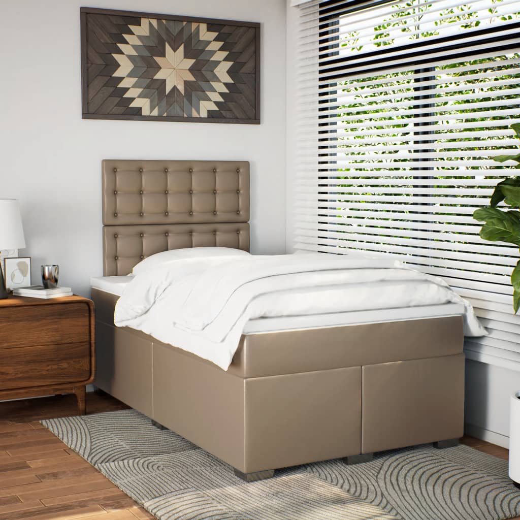 Κρεβάτι Boxspring με Στρώμα Καπουτσίνο 120x190εκ.από Συνθ.Δέρμα