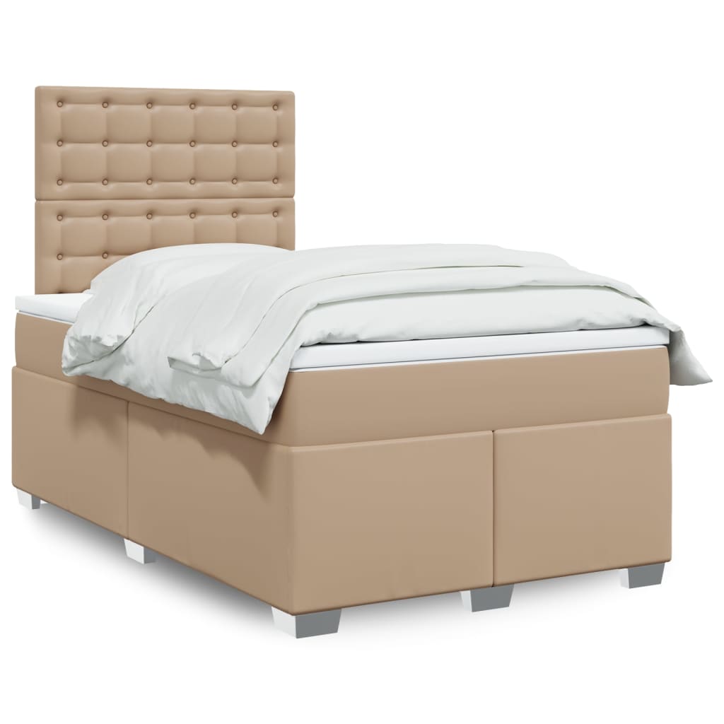 Κρεβάτι Boxspring με Στρώμα Καπουτσίνο 120x190εκ.από Συνθ.Δέρμα