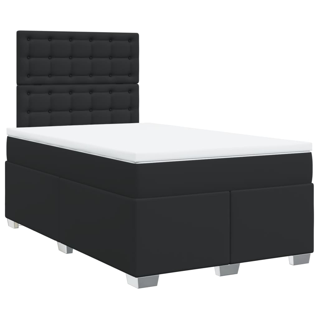 Κρεβάτι Boxspring με Στρώμα Μαύρο 120 x 200 εκ. Συνθετικό Δέρμα - Pakobazaar