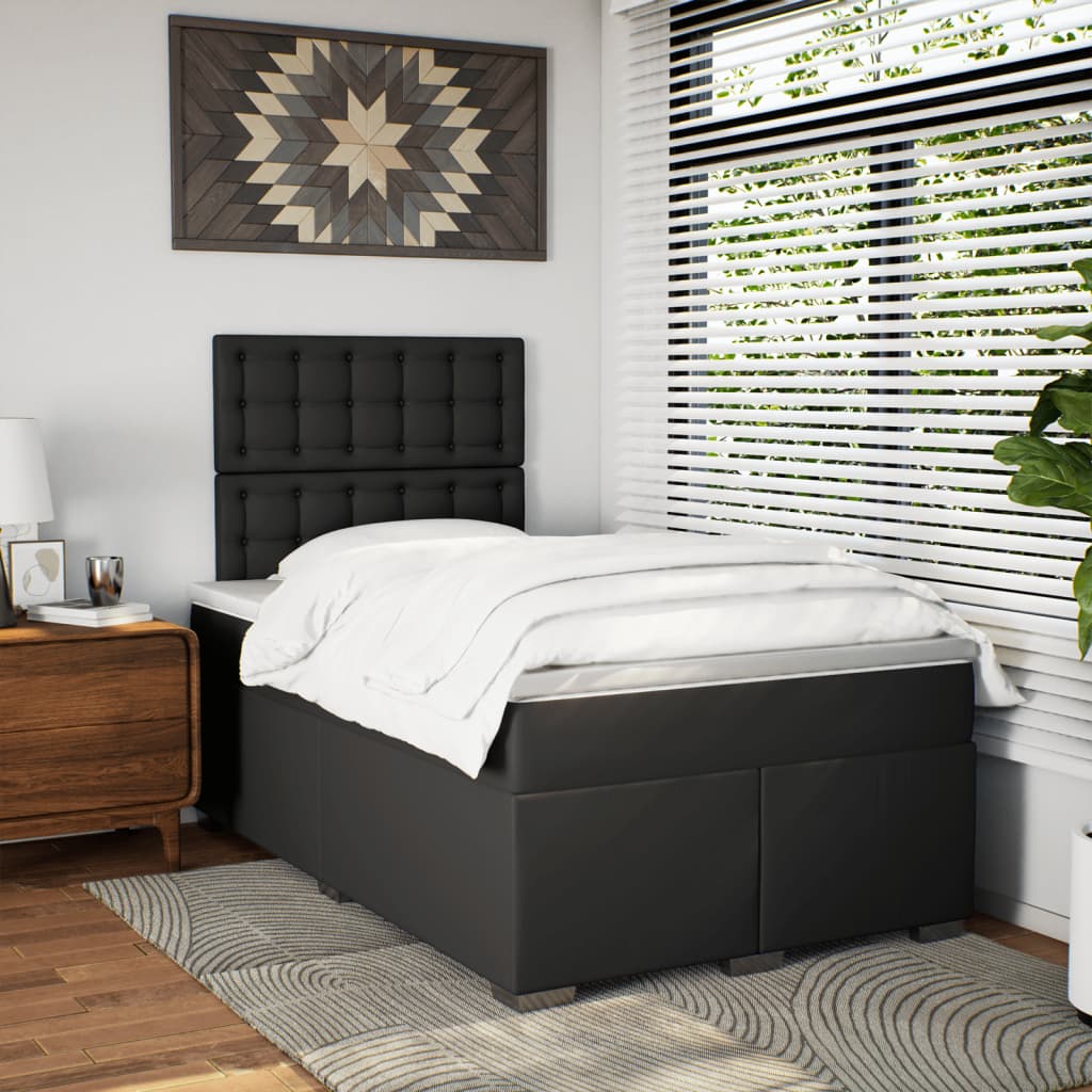 Κρεβάτι Boxspring με Στρώμα Μαύρο 120 x 200 εκ. Συνθετικό Δέρμα - Pakobazaar