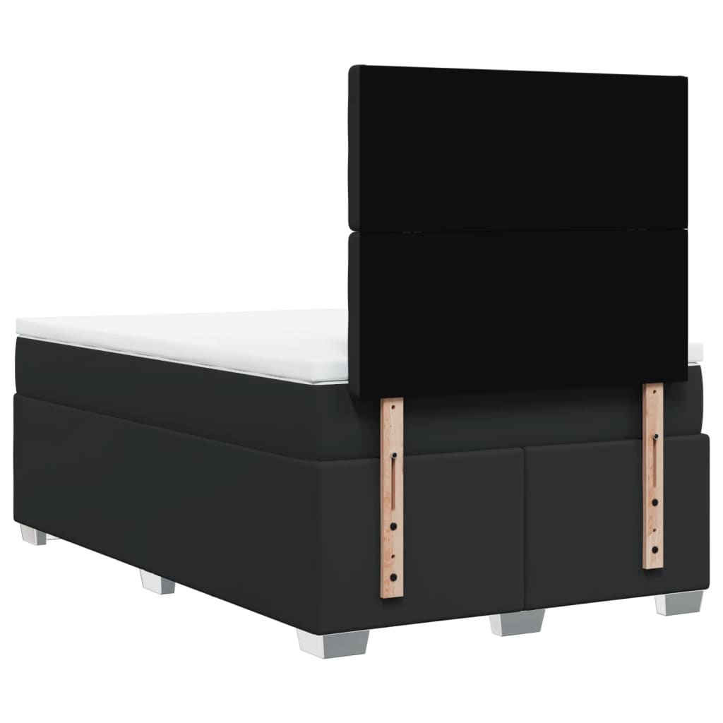Κρεβάτι Boxspring με Στρώμα Μαύρο 120 x 200 εκ. Συνθετικό Δέρμα - Pakobazaar
