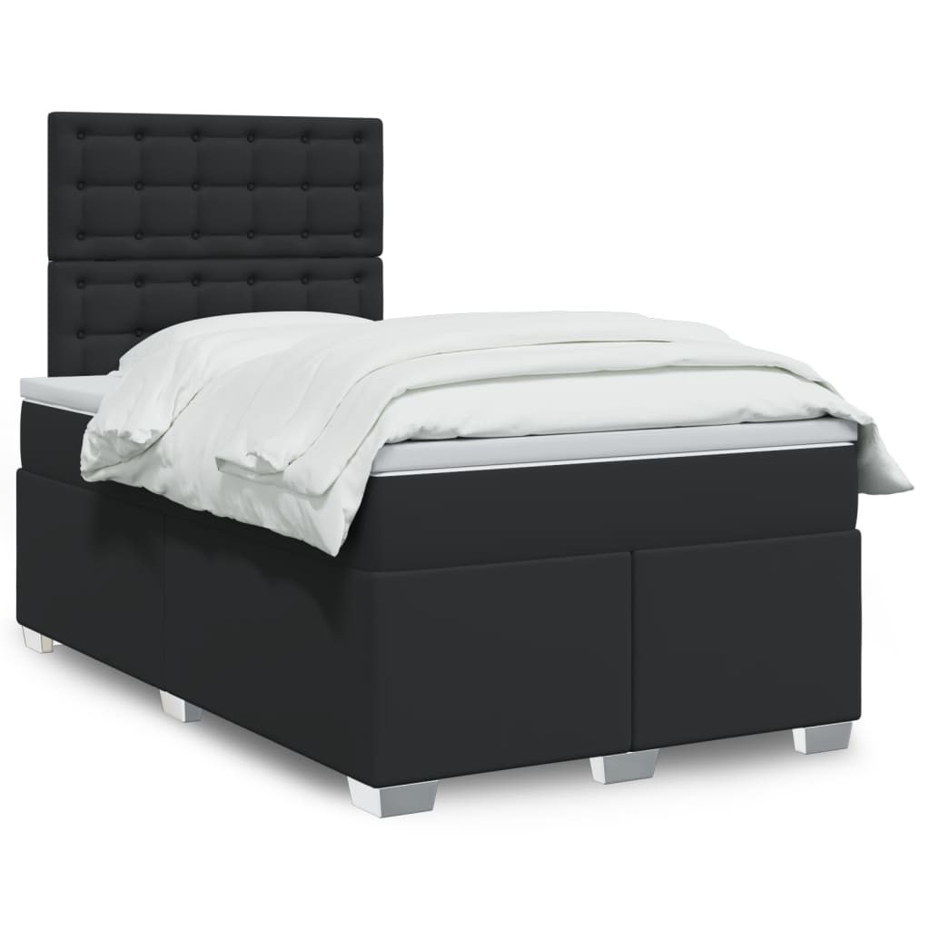 Κρεβάτι Boxspring με Στρώμα Μαύρο 120 x 200 εκ. Συνθετικό Δέρμα - Pakobazaar
