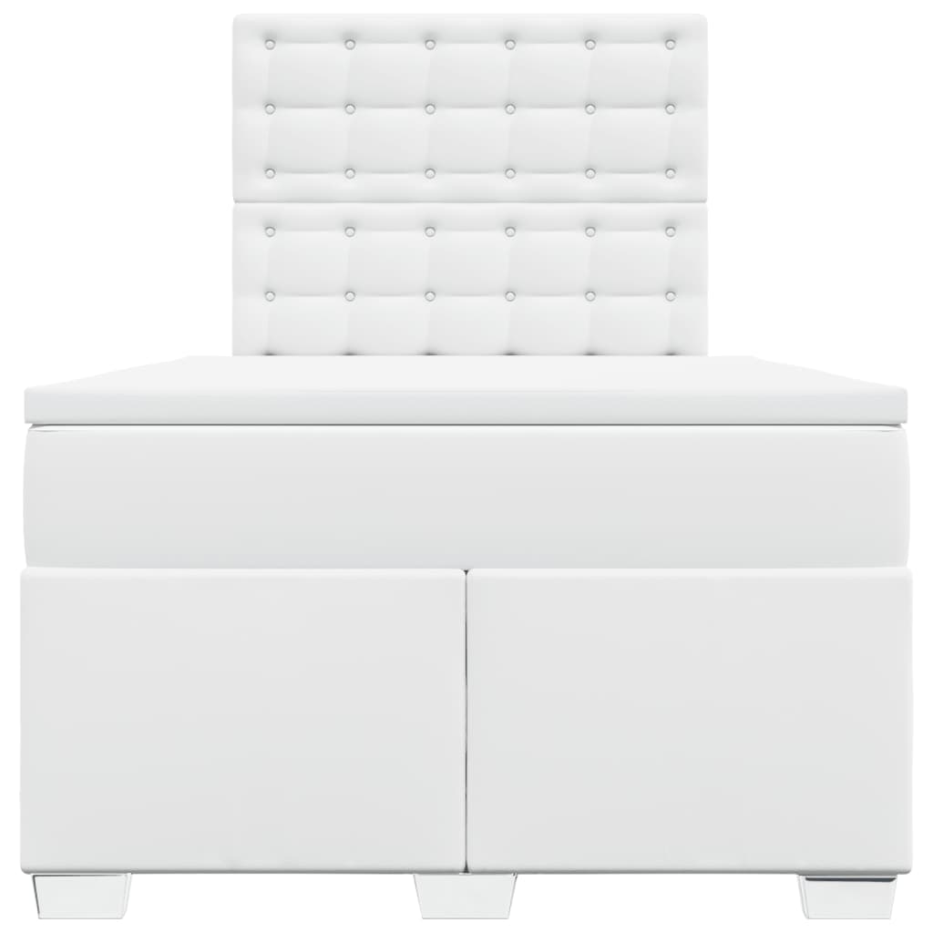Κρεβάτι Boxspring με Στρώμα Λευκό 120x200εκ.από Συνθετικό Δέρμα - Pakobazaar