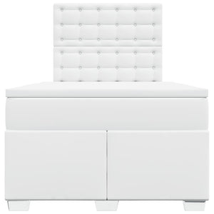 Κρεβάτι Boxspring με Στρώμα Λευκό 120x200εκ.από Συνθετικό Δέρμα - Pakobazaar