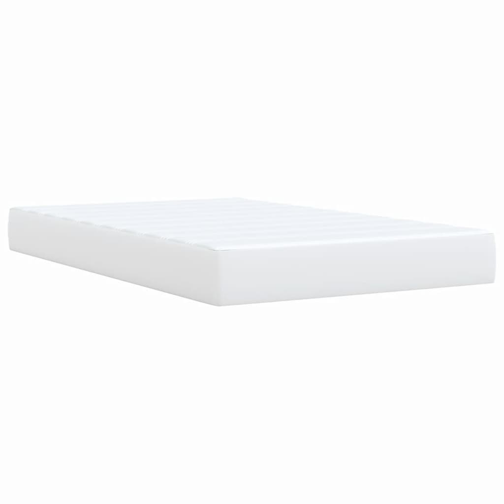 Κρεβάτι Boxspring με Στρώμα Λευκό 120x200εκ.από Συνθετικό Δέρμα - Pakobazaar