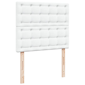 Κρεβάτι Boxspring με Στρώμα Λευκό 120x200εκ.από Συνθετικό Δέρμα - Pakobazaar