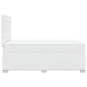 Κρεβάτι Boxspring με Στρώμα Λευκό 120x200εκ.από Συνθετικό Δέρμα - Pakobazaar