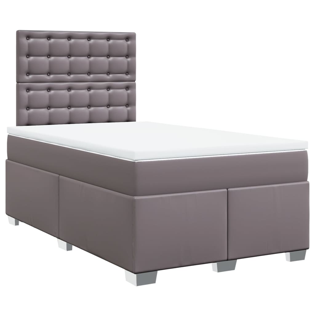 Κρεβάτι Boxspring με Στρώμα Γκρι 120x200εκ. από Συνθετικό Δέρμα