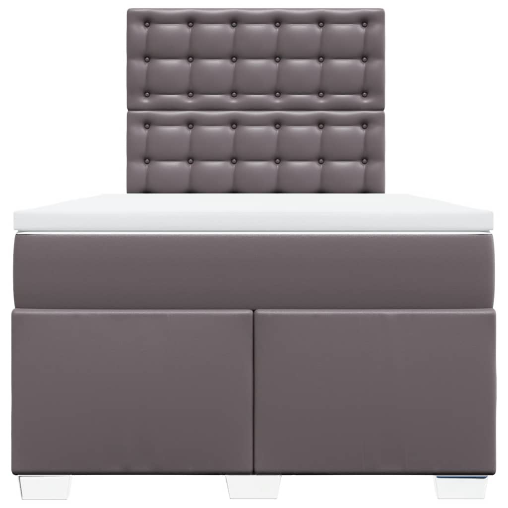 Κρεβάτι Boxspring με Στρώμα Γκρι 120x200εκ. από Συνθετικό Δέρμα