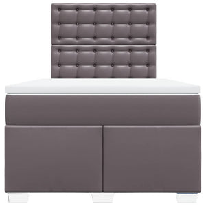Κρεβάτι Boxspring με Στρώμα Γκρι 120x200εκ. από Συνθετικό Δέρμα