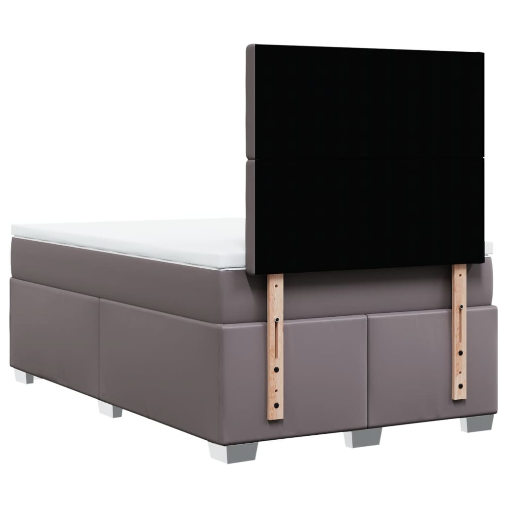 Κρεβάτι Boxspring με Στρώμα Γκρι 120x200εκ. από Συνθετικό Δέρμα