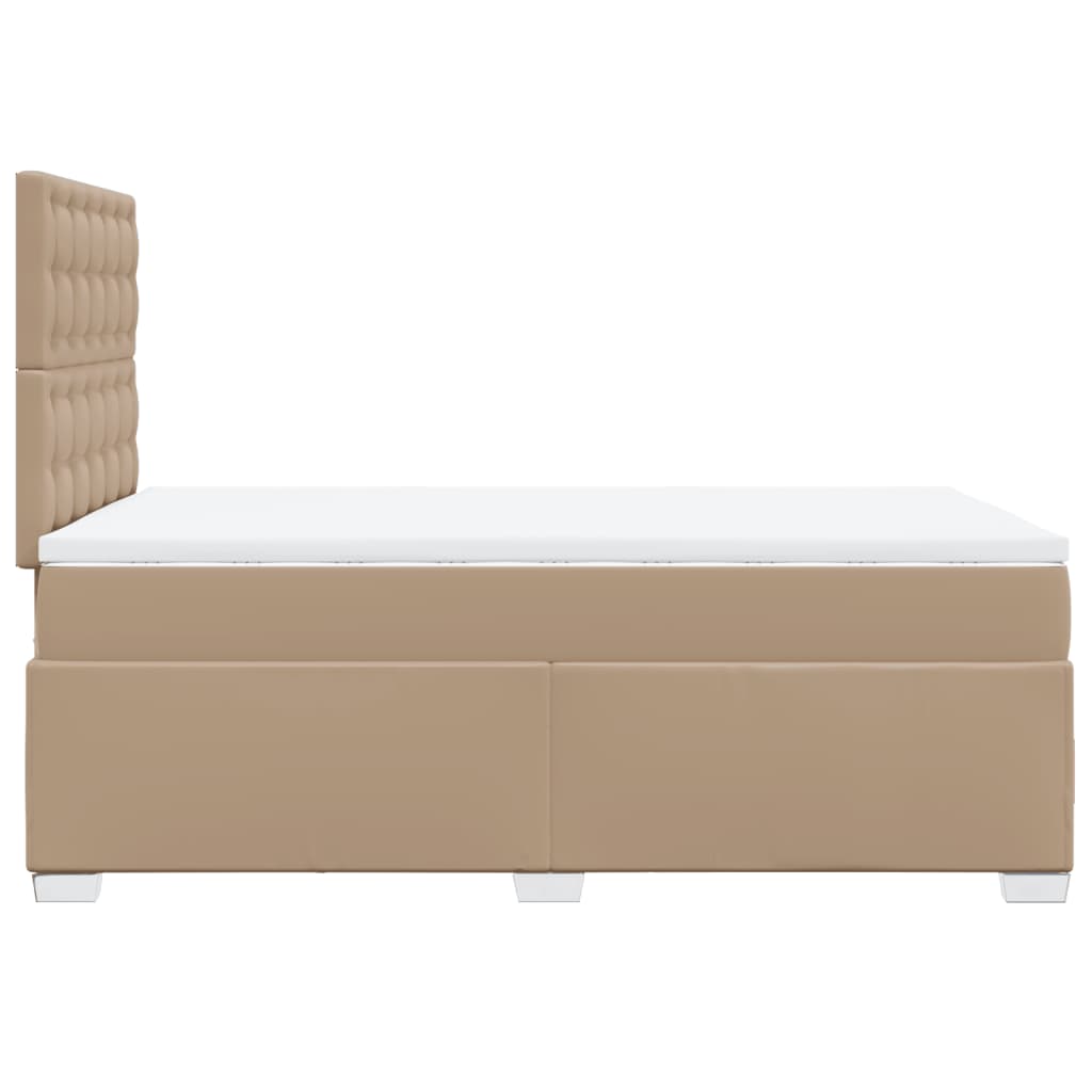 Κρεβάτι Boxspring με Στρώμα Καπουτσίνο 120x200εκ.από Συνθ.Δέρμα - Pakobazaar