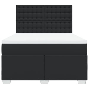 Κρεβάτι Boxspring με Στρώμα Μαύρο 140x190εκ.από Συνθετικό Δέρμα - Pakobazaar