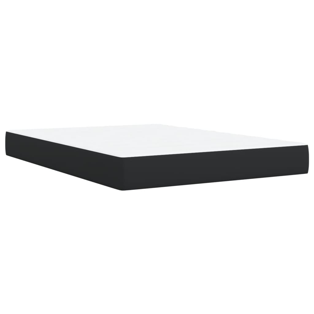 Κρεβάτι Boxspring με Στρώμα Μαύρο 140x190εκ.από Συνθετικό Δέρμα - Pakobazaar