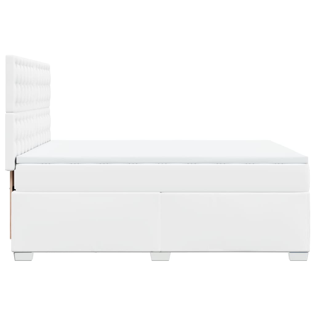 Κρεβάτι Boxspring με Στρώμα Λευκό 140x190εκ.από Συνθετικό Δέρμα