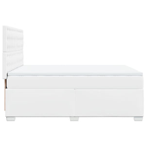 Κρεβάτι Boxspring με Στρώμα Λευκό 140x190εκ.από Συνθετικό Δέρμα