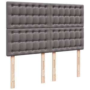 Κρεβάτι Boxspring με Στρώμα Γκρι 140x190εκ. από Συνθετικό Δέρμα - Pakobazaar