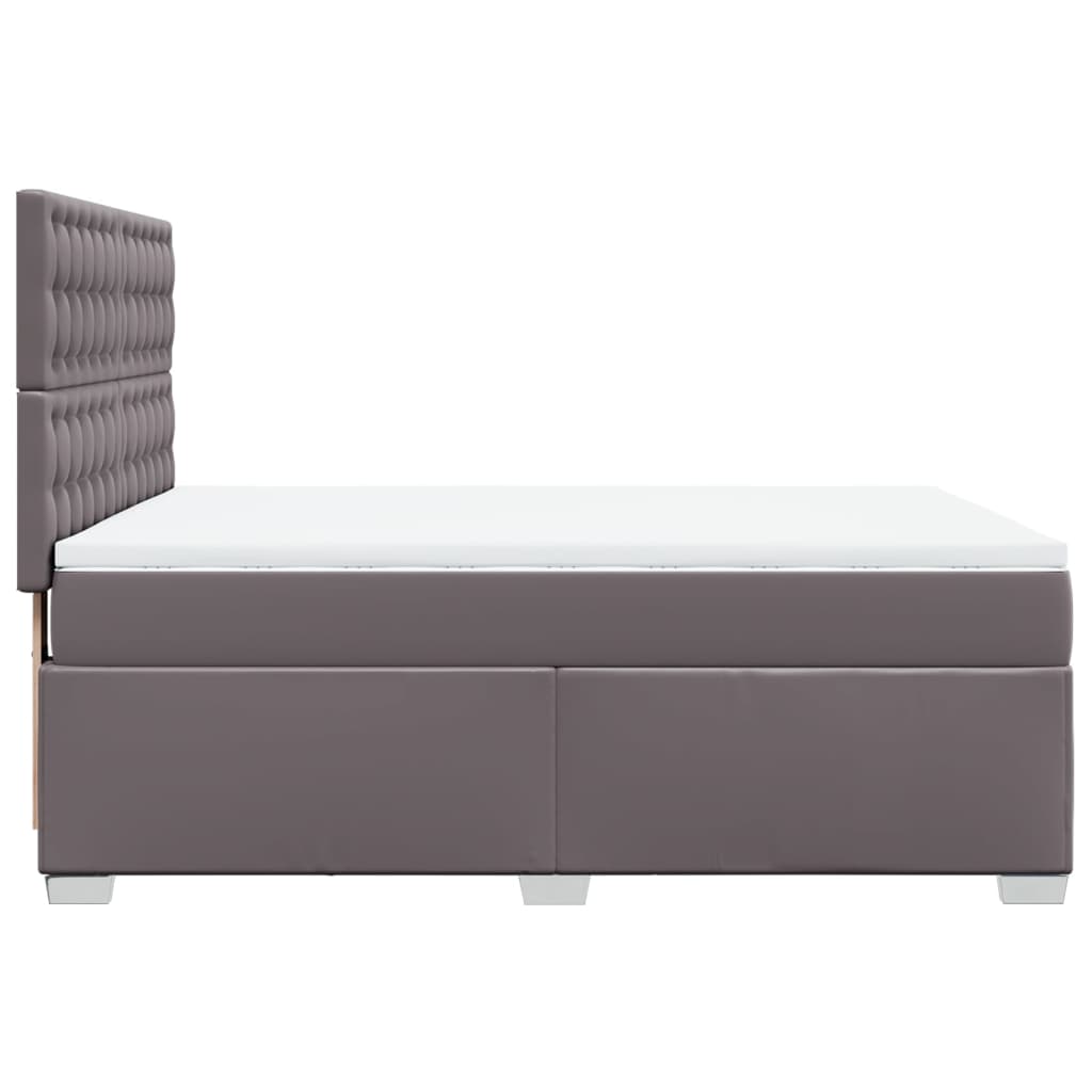 Κρεβάτι Boxspring με Στρώμα Γκρι 140x190εκ. από Συνθετικό Δέρμα - Pakobazaar