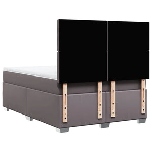 Κρεβάτι Boxspring με Στρώμα Γκρι 140x190εκ. από Συνθετικό Δέρμα - Pakobazaar