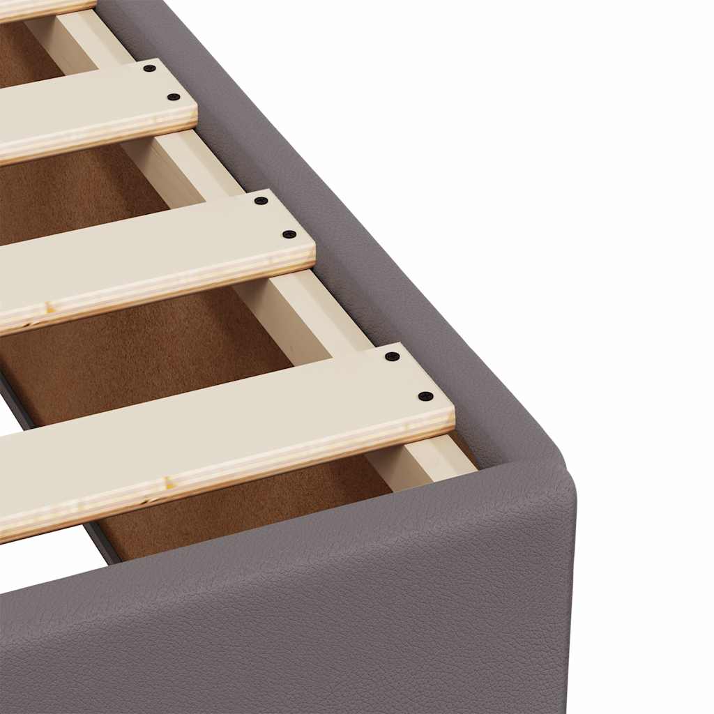 Κρεβάτι Boxspring με Στρώμα Γκρι 140x190εκ. από Συνθετικό Δέρμα - Pakobazaar