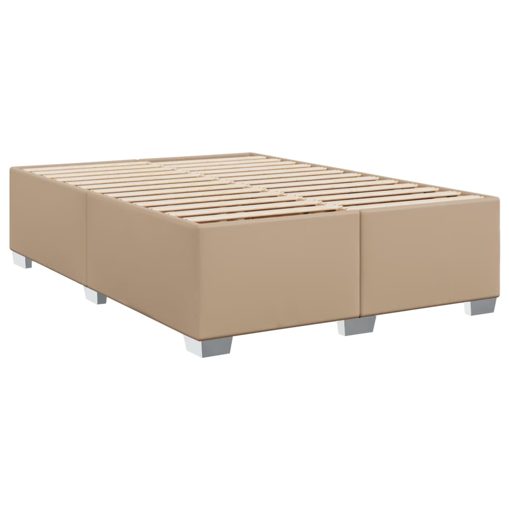 Κρεβάτι Boxspring με Στρώμα Καπουτσίνο 140x190εκ.από Συνθ.Δέρμα - Pakobazaar