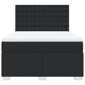 Κρεβάτι Boxspring με Στρώμα Μαύρο 140x200εκ.από Συνθετικό Δέρμα - Pakobazaar