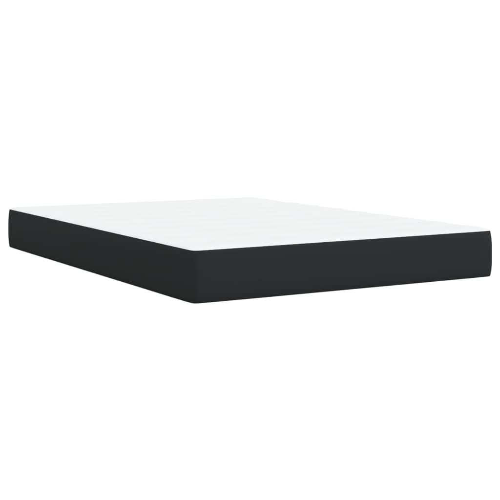 Κρεβάτι Boxspring με Στρώμα Μαύρο 140x200εκ.από Συνθετικό Δέρμα - Pakobazaar