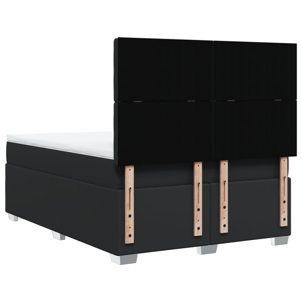 Κρεβάτι Boxspring με Στρώμα Μαύρο 140x200εκ.από Συνθετικό Δέρμα - Pakobazaar