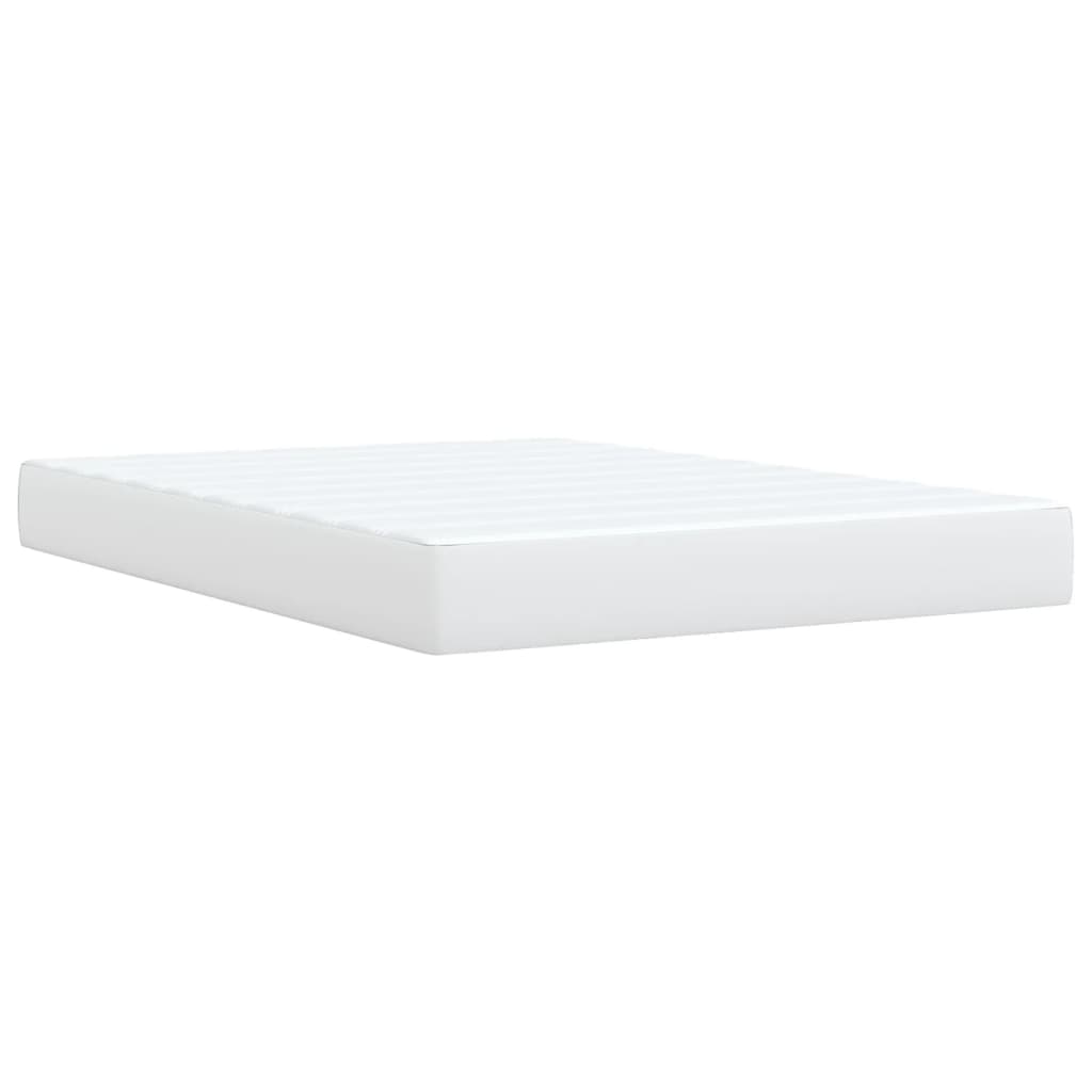 Κρεβάτι Boxspring με Στρώμα Λευκό 140x200εκ.από Συνθετικό Δέρμα